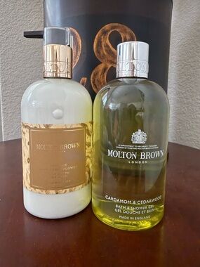 Molton Brown Cardamom & Cedarwood Bath & Shower Gel and Elderflower Body Lotion